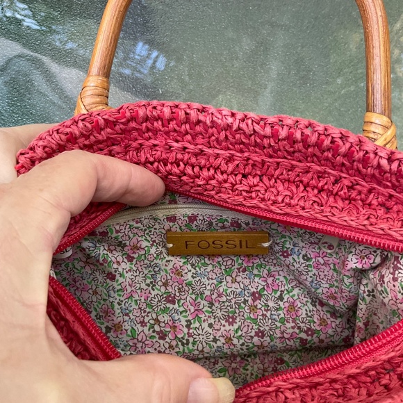 VTG Fossil Small Red Wicker Woven Red Purse - Picture 7 of 8